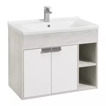 Тумба с раковиной Aquaton Флай 80 белая/дуб крафт