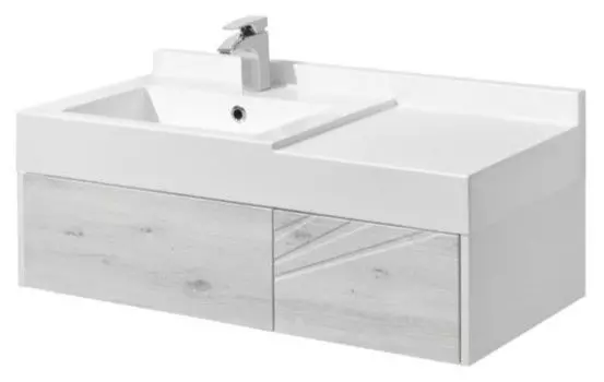 Тумба с раковиной Aquaton Сакура 100, ольха наварра/белый глянец