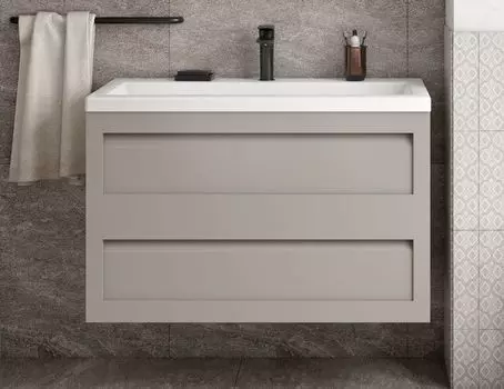 Тумба с раковиной Art&amp;Max Platino 90 см AM-Platino-900-2C-SO-GCM светло-серый матовый