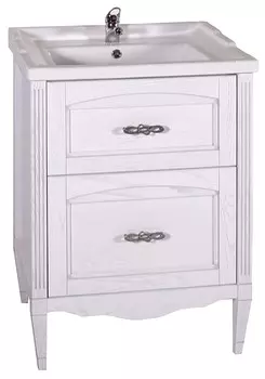 Тумба с раковиной ASB-Woodline Римини Nuovo 60 белый/патина серебро, 10183