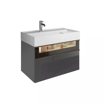 Тумба с раковиной Burgbad Yumo 80 см SFMX082 F3194 C0001*1 серый глянцевый