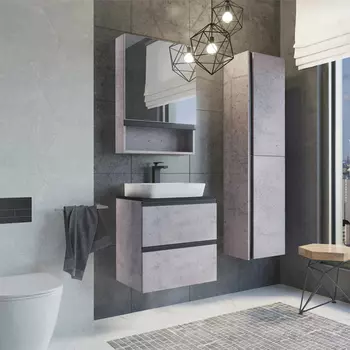 Тумба с раковиной Comforty Эдинбург-60-2 00-00005700 бетон светлый