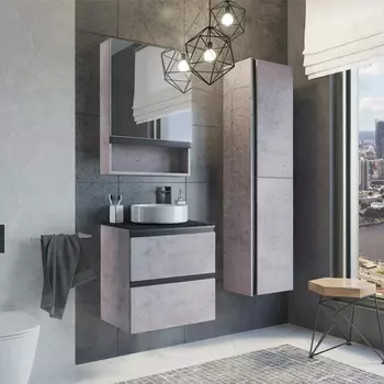 Тумба с раковиной Comforty Эдинбург-60-2 00-00005701 бетон светлый