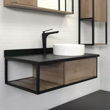 Тумба с раковиной Comforty Лиссабон-95 00-00006558 дуб темный