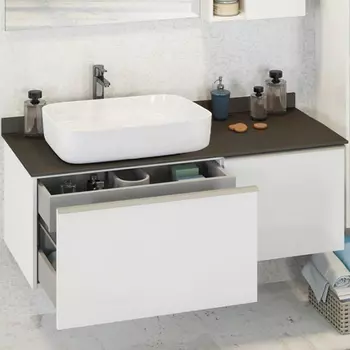 Тумба с раковиной Comforty Милан-120 00-00004024 белый глянец