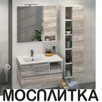 Тумба с раковиной Comforty Турин-90L дуб бежевый 00004137135