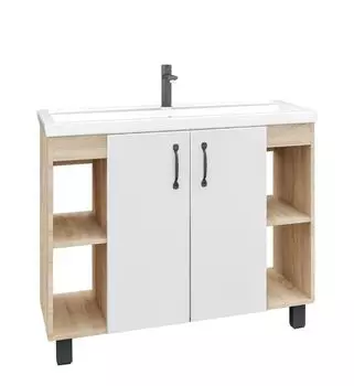 Тумба с раковиной Grossman Флай-100 см дуб сонома/белая