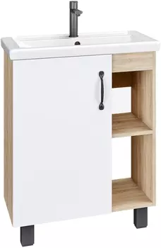 Тумба с раковиной Grossman Флай-60 см дуб сонома/белая