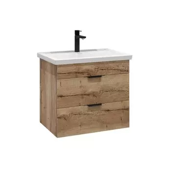 Тумба с раковиной Grossman ФОРТА-60 см с 2-я ящ. Темный дуб галифакс