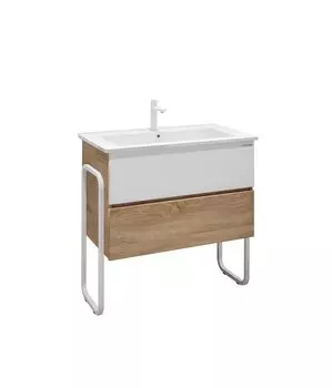 Тумба с раковиной Grossman СОЛИС-85 см с 2-я ящ. Дуб сонома/белая