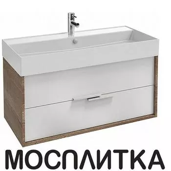 Тумба с раковиной Jacob Delafon Vivienne 100 см EB1668-E75-J5 дуб давос натуральный / белый глянцевый
