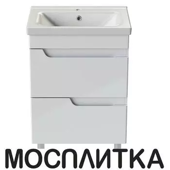 Тумба с раковиной напольная Orange TOPLINE-Milano 60 см белая глянцевая, TM60-02+RA