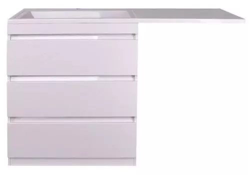 Тумба с раковиной напольная Style Line Даллас 140 L Люкс PLUS в пленке, белая, 3 ящика