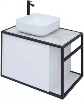 Тумба с раковиной Nova Lite LOFT 75 L цв. бел. глянец, 261650