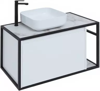 Тумба с раковиной Nova Lite LOFT 90 L цв. бел. глянец, 261652