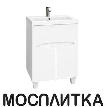 Тумба с раковиной Onika Стрим 60 см 106144 белый глянец