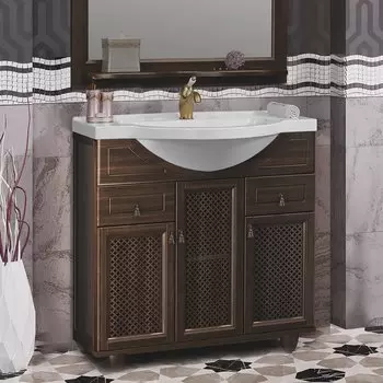 Тумба с раковиной Opadiris Тибет 85 орех антикварный с решеткой