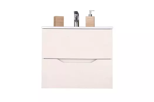 Тумба с раковиной подвесная Orange Line Li-60Tua+Ra 60 см бежевая матовая