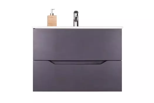 Тумба с раковиной подвесная Orange Line Li-80Tug+Ra 80 см черная матовая