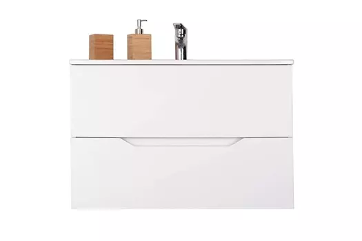 Тумба с раковиной подвесная Orange Line Li-80Tuw+Ra 80 см белая матовая