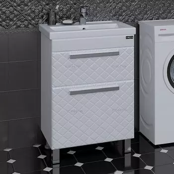 Тумба с раковиной СаНта Калипсо 60 New 217008лN напольная, 2 ящика