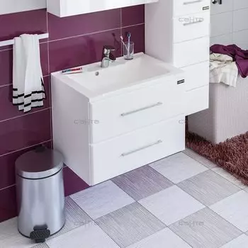 Тумба с раковиной СаНта Омега 65 207023л, подвесная, цвет белый (2 ящ.)