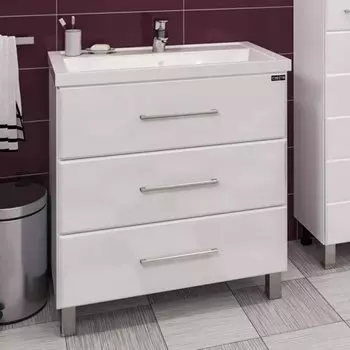 Тумба с раковиной СаНта Омега 80 207006, напольная (3 ящ.)