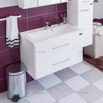 Тумба с раковиной СаНта Омега 80 207022л, подвесная, цвет белый (2 ящ.)