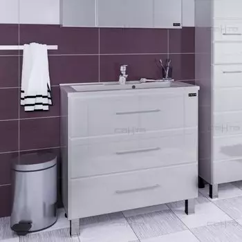 Тумба с раковиной СаНта Омега 90 207040л, напольная (2 ящ.)