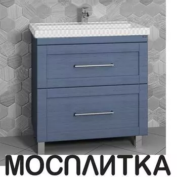 Тумба с раковиной СаНта Венера 80 см 221015 напольная синяя