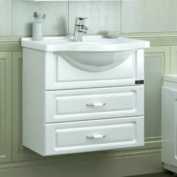 Тумба с раковиной СаНта Верона 60 700191 подвесная, цвет белый (2 ящ.)