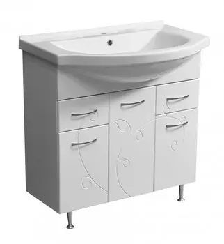 Тумба с раковиной Stella Polar Фантазия 80 SP-00000229 80 см напольная, 2 ящика, белая