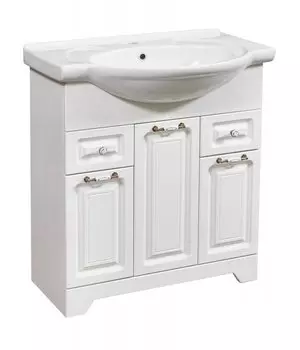 Тумба с раковиной Stella Polar Кармела 75 SP-00000174 75 см напольная, 2 ящика, ольха белая