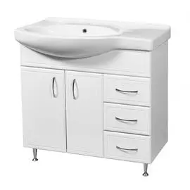 Тумба с раковиной Stella Polar Концепт 80 см напольная, 3 ящика, левая, белая