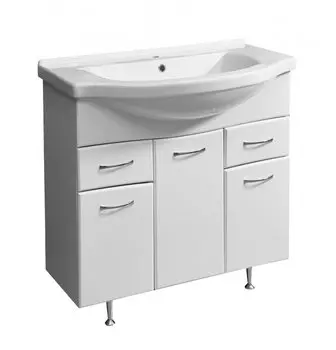 Тумба с раковиной Stella Polar Волна 75-8 SP-00000125 75 см напольная, 2 ящика, белая