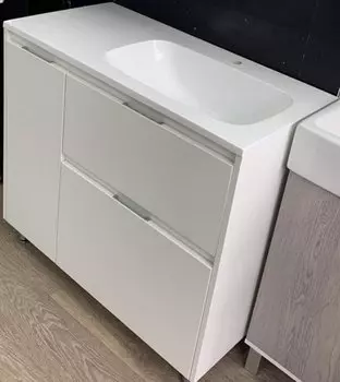 Тумба с раковиной Style Line Барселона 90 см Plus СС-00002280 правая, люкс белая