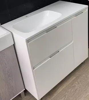 Тумба с раковиной Style Line Барселона 90 см Plus СС-00002345 левая, люкс белая