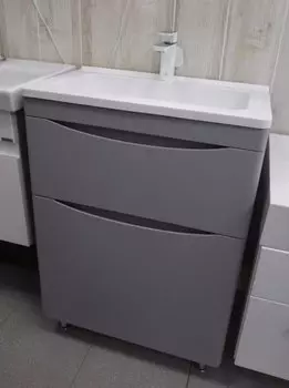 Тумба с раковиной Style Line Бергамо мини 60 см Plus СС-00002309 люкс антискрейтч серый