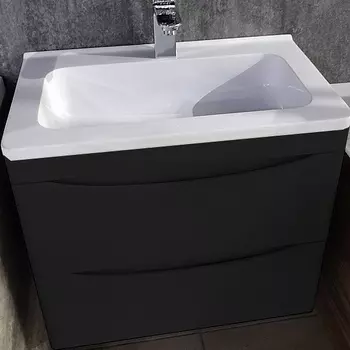 Тумба с раковиной Style Line Бергамо мини 70 см Plus СС-00002321 люкс антискрейтч черный