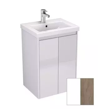 Тумба с раковиной Velvex Klaufs 50 tpKLA.50.2D-617.216 подвесная, белый глянцевый/дерево