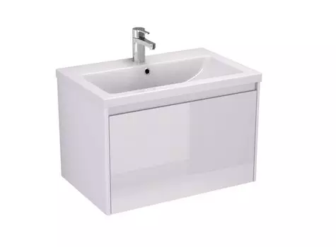 Тумба с раковиной Velvex Klaufs 70 tpKLA.70.1Y-616.216 подвесная, 1 ящик, белый глянцевый