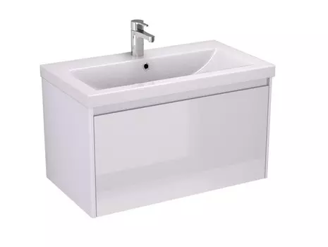 Тумба с раковиной Velvex Klaufs 80 tpKLA.80.1Y-616.216 подвесная, 1 ящик, белый глянцевый