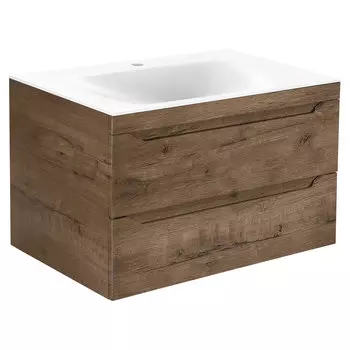 Тумба с раковиной Vincea Fine 80 см подвесная, ящики soft close, V.Oak, VMC-2F800VO