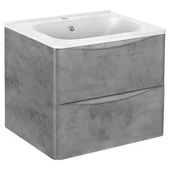 Тумба с раковиной Vincea Paola 60 см подвесная, ящики soft close, Beton, VMC-2P600BT