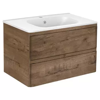 Тумба с раковиной Vincea Vico 80 см подвесная, ящики soft close, V.Oak, VMC-2V800VO