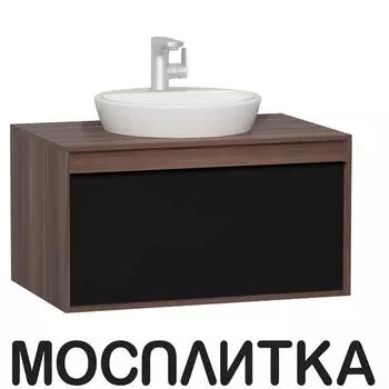 Тумба с раковиной VitrA Metropole 80 см 58187, сливовое дерево, черное стекло
