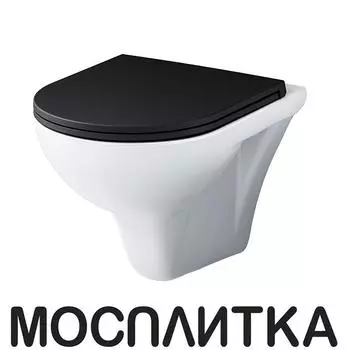 Унитаз подвесной безободковый Am.Pm Gem C901700SCmb с крышкой-сиденьем микролифт черной, глянцевый белый
