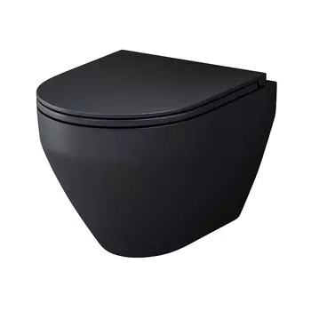 Унитаз подвесной безободковый Am.Pm Spirit V2.0 C701700MBSC с крышкой-сиденьем микролифт, черный матовый