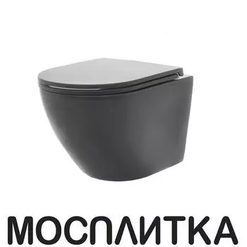 Унитаз подвесной безободковый AQUAme AQM2002MB с крышкой-сиденьем микролифт, черный матовый