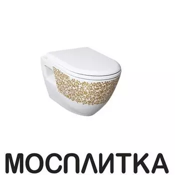Унитаз подвесной Creavit Terra TP325-11CB00E-CA00 золото цветы